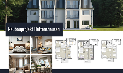 New-build project in Hettenshausen: Modern 3-room apartments with terrace and garden or balcony