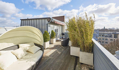 Möblierte Traumwohnung (3 Zi.) mit Dachterrasse in Winterhude (befristet)