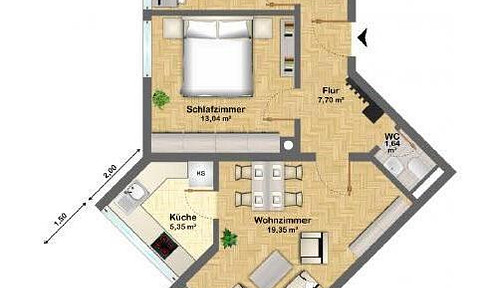 Well-designed 3-room apartment in the popular west of Regensburg