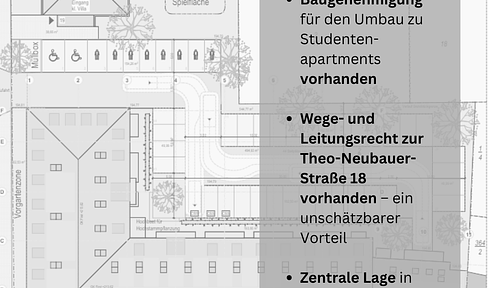 Zugang zur Theo-Neubauer-Straße 18 und Baugenehmigung für 165 Studentenapartments