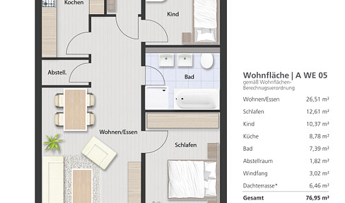 Zukunftssicher und hochwertig: 3-Zimmer-Wohnung in KfW 40-Neubauprojekt Variante 2