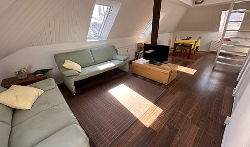 Furnished cozy old building attic studio