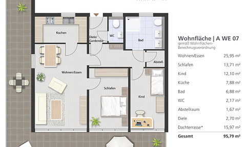 Zukunftssicher und hochwertig: 3-Zimmer-Wohnung in KfW 40-Neubauprojekt Variante 3.2