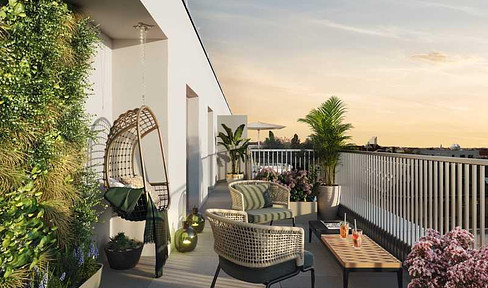 Absolute rarity: 2-room new-build penthouse with 2 roof terraces close to the city center