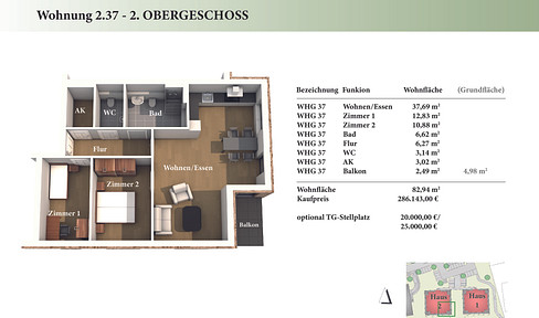 3 room 2nd floor new build condominium 2.37