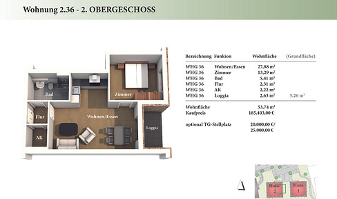 2 room 2nd floor new build condominium 2.36