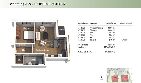 2 Zimmer 1. OG Neubau-Eigentumswohnung 2.29