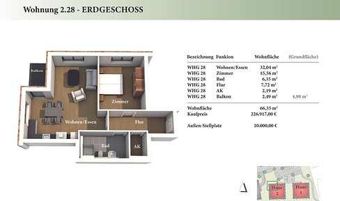 2 room ground floor new build condominium 2.28