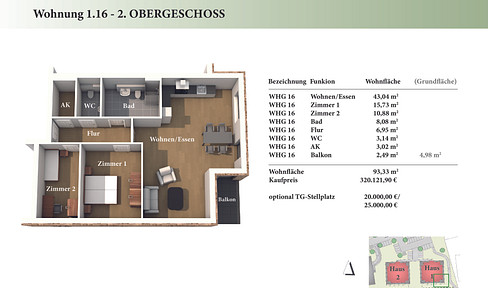 3 Zimmer 2. OG Neubau-Eigentumswohnung 1.16