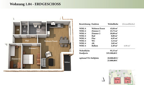 3 Zimmer EG Neubau-Eigentumswohnung 1.04