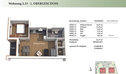 2 Zimmer 1.OG Neubau-Eigentumswohnung 2.33