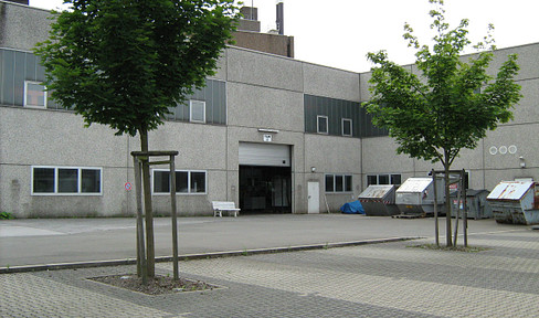 Ebenerdige Halle, mit div. Kränen, div. Nebenflächen, Freiflächen und Parkplätzen