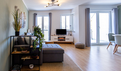 Design Apartment mit Balkon & TG-Stellplatz | King-Size Bett | Voll Möbliert