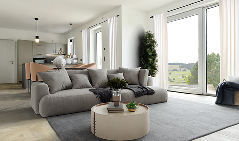 Luxury apartment with panoramic views and a private garden.