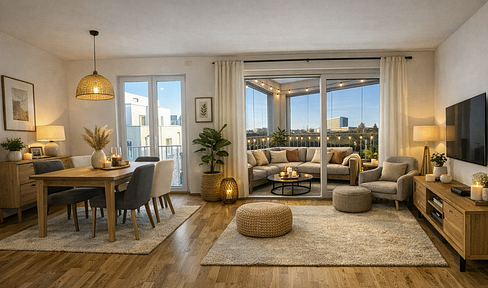 Exclusive 2-room apartment with a lockable balcony, elevator, parquet flooring, and a designer kitchen – never occupied before.