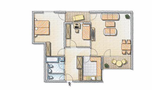 Traumhafte 3,5-Zimmer-Wohnung mit 2 Balkonen