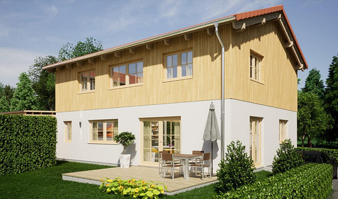 Modern detached house in country house style near Chiemsee at the foot of the Samerberg. Free of commission