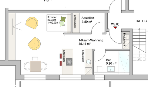 Erstbezug: Möbliertes 1-Zimmerappartement