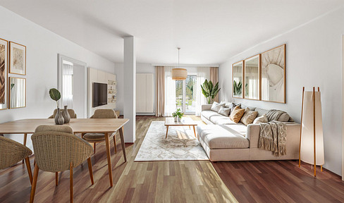 Geräumige Wohnung mit zwei Schlafzimmern, großer Terrasse und 2 Stellplätzen