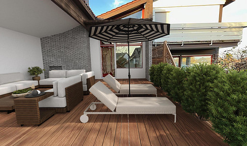 Commission-free: Family-friendly single-family home with a spacious wooden terrace and garden.