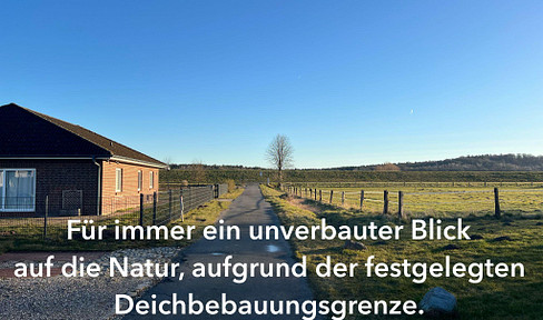 Schöner Bungalow direkt am Elbdeich - Ihr unverbaubarer Blick