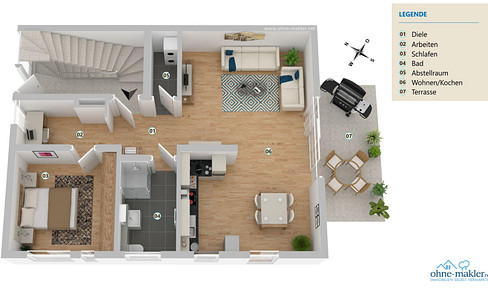 Zentrumsnahe Wohnung mit 2,5 Zimmern und EBK (KfW55)