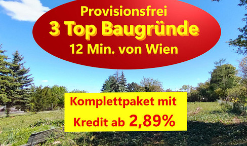 3 building plots with loan 2.89% * for your dream home 12 minutes from Vienna