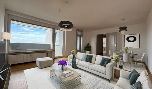 Moderne 3-Zi.-Wohnung mit Weitblick, Westbalkon, neuem Bad & Einbauküche
