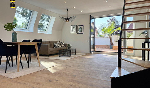 Panoramic view of the countryside - first occupancy new build roof terrace apartment - commission-free - energy class A+