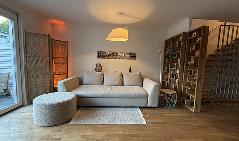 Zwischenmiete ab 13.6. Möblierte 3-Zi.-Maisonette mit Garten, Homeoffice & Smarthome, Nähe Flughafen