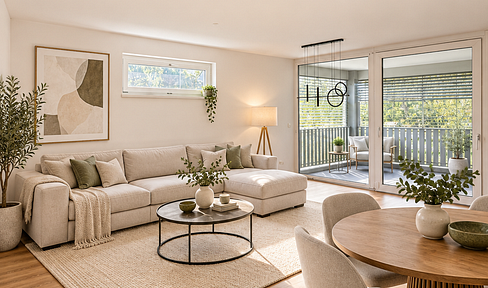 2-room apartment (70 m²) with a corner balcony 🌿 Ground floor & views of greenery.