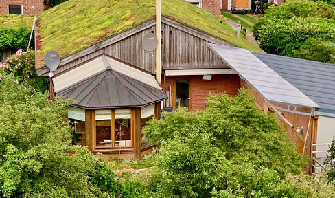 Sustainable bungalow with conservatory, garage and garden