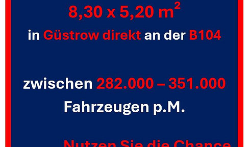 Großformatige Werbefläche 43,2 m² (8,30 m² x 5,20 m²) direkt an der B104