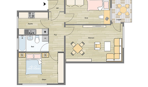 Helle renovierte 3-Zimmer Wohnung mit Balkon und EBK