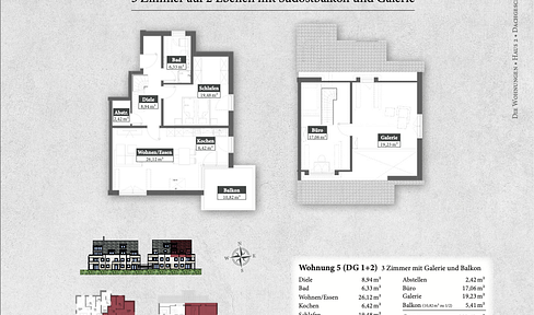 Living and living on the Paar - living with gallery and sunny balcony