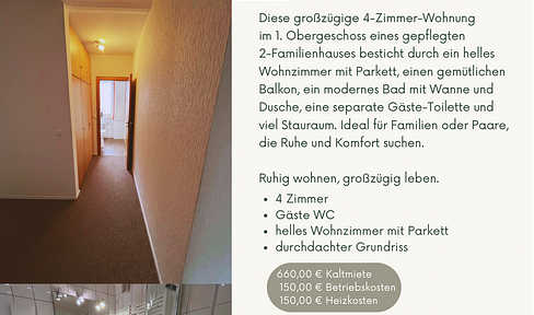 Helle 4-Zimmer-Wohnung mit Balkon in ruhigem Zweifamilienhaus