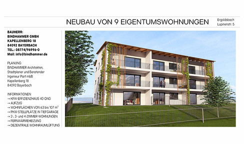 Modern 2-room apartment, elevator, underground parking, KfW-40 QNG