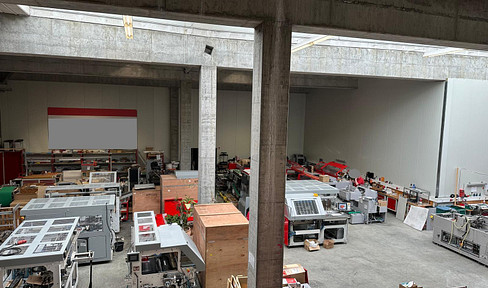 (auf Wunsch mit kpl. Mazak CNC Metallbearbeitung dann+400m²) Werkhalle, Soz.-, Büro- Freifläche
