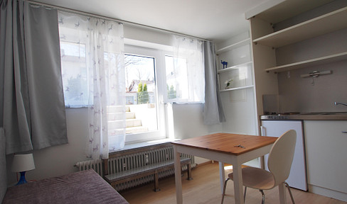 Bright 1-room apartment with garden and terrace