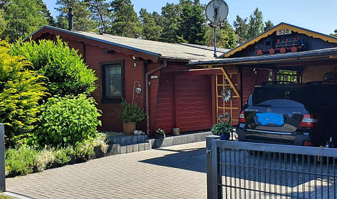 well-kept, barrier-free log cabin, terrace/garden, quiet location on the Bernsteinsee near WOB / GF
