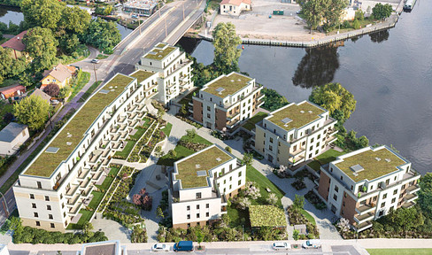 Leben am Wasser mit Flußblick: Erstbezug 2 Zimmer Whg. mit EBK und Balkon