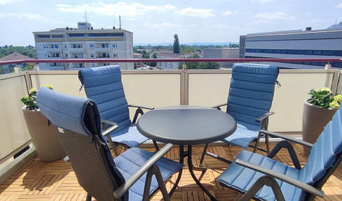 Bright, newly furnished 1-room apartment with a great view over Ludwigshafen