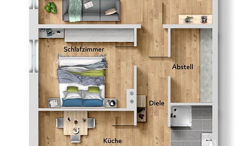 Möblierte 2-Zimmerwohnung mit neuer Einbauküche