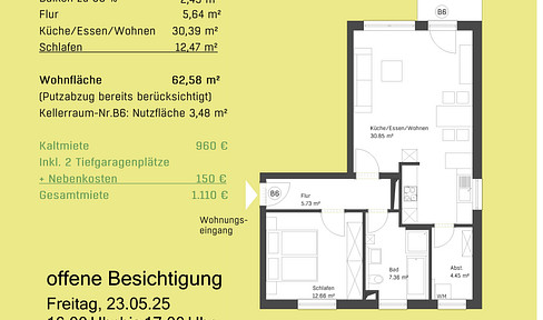 2-Zi-Neubauwohnungen zu vermieten - ab 01.08.25 - inkl. 2 Tiefgaragen-Plätze - Burlafingen