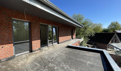 Staggered apartment in a new building with a view of the countryside