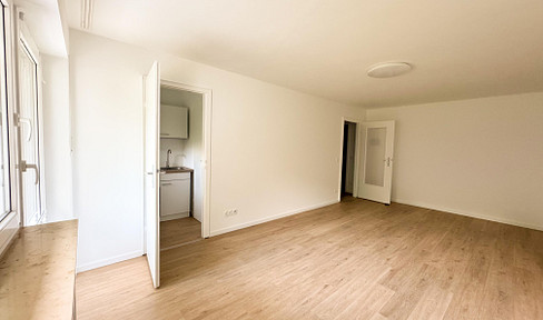 Commission-free renovated 1-room terrace apartment with garden
