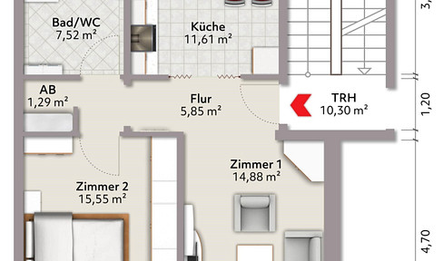 **FRISCH RENOVIERT** Helle 2 Zimmer Wohnung mit EBK und Balkon mit Blick ins Grüne