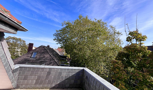 Large roof terrace south/east with a view of the greenery, quiet & central, close to the inner harbor