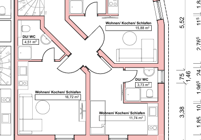 Furnished 1 room studio apartment