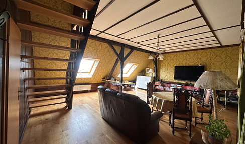 Unlet, spacious top floor apartment on 2 floors